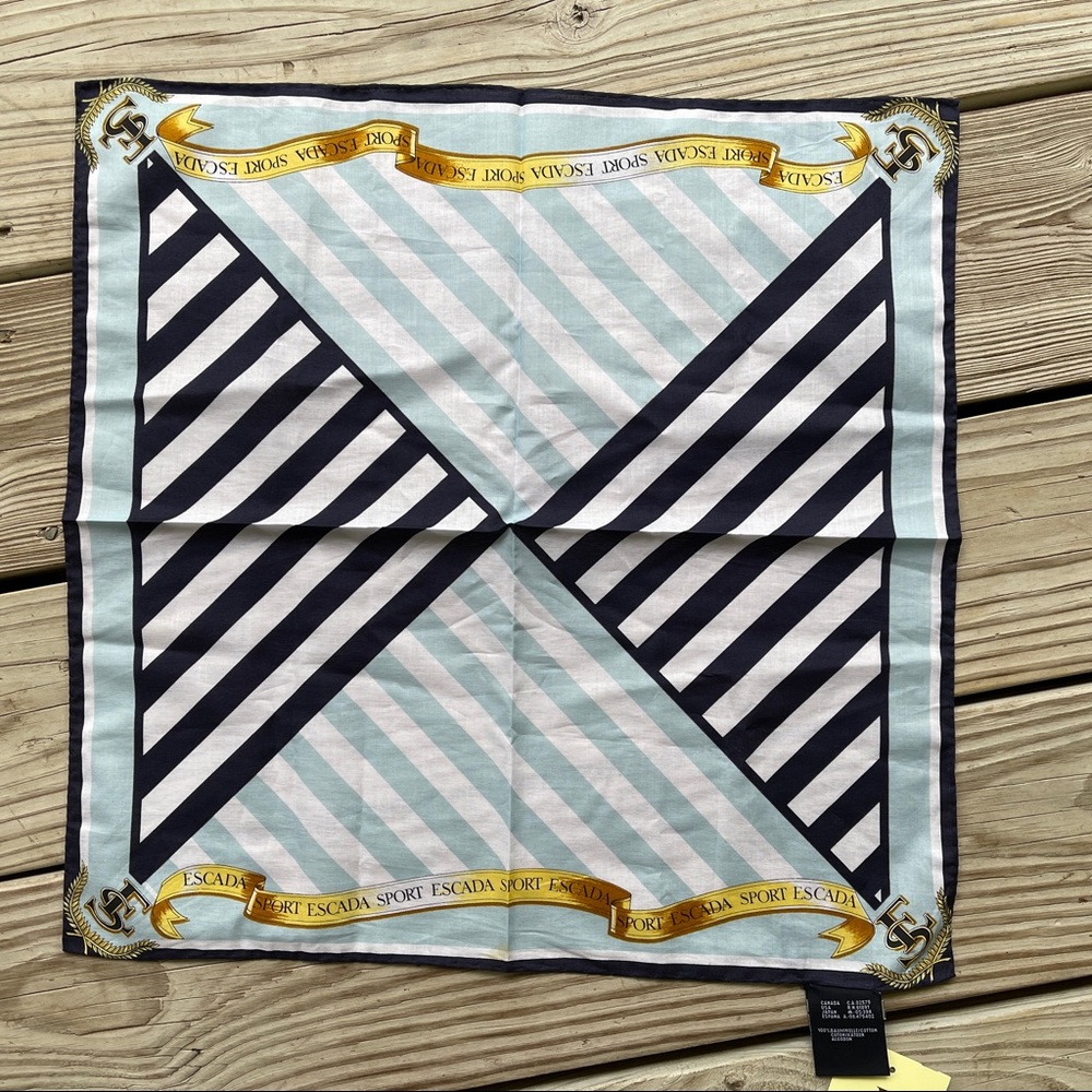 Escada Sport scarf NWT nautical navy cotton 17"